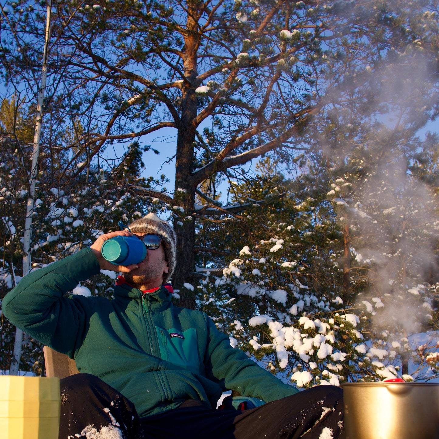 Outdoor coffee winter camping