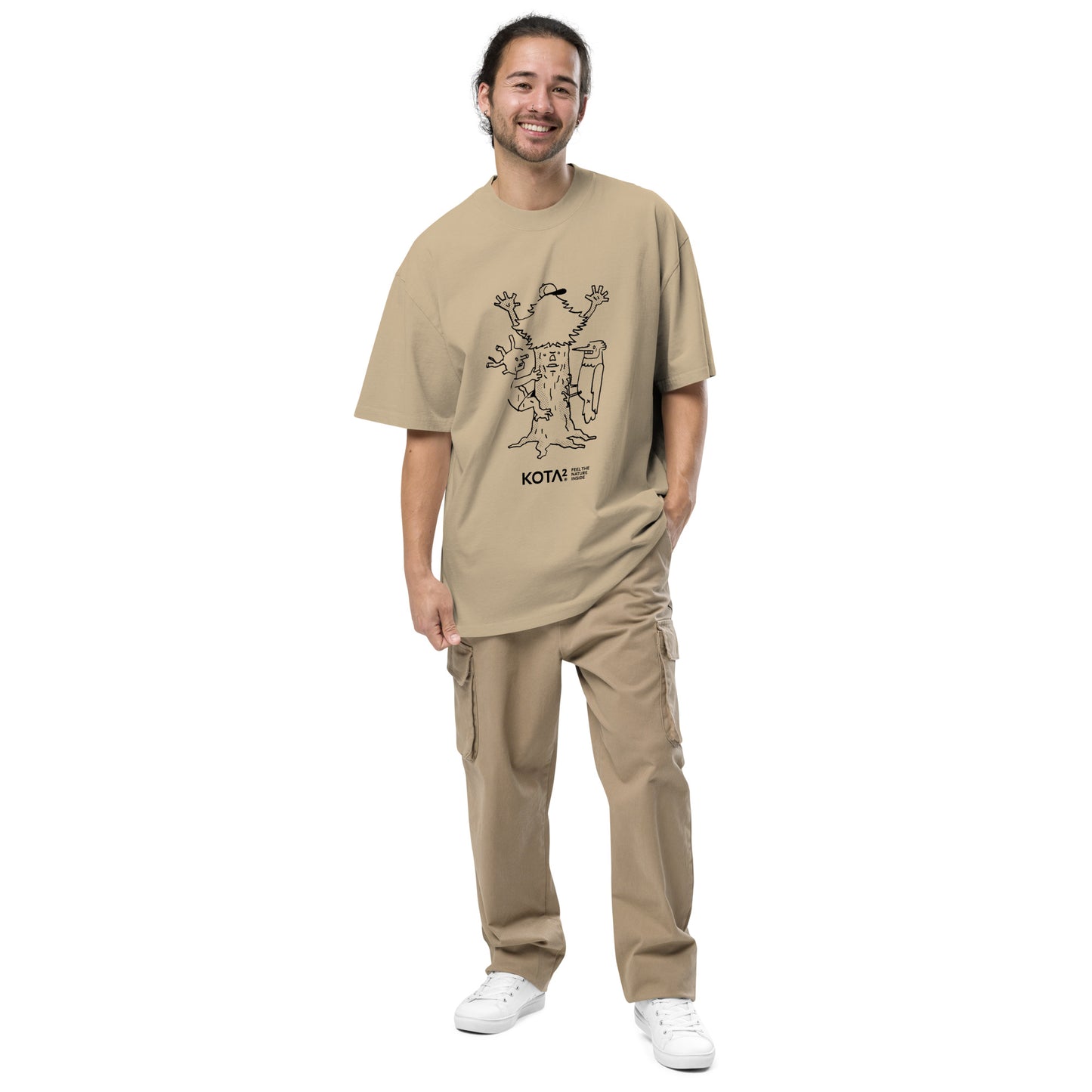 Men's oversized faded VÄKI Tree t-shirt